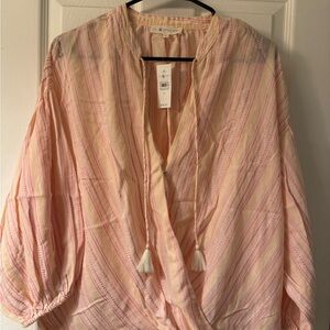 Loft Pink Striped Blouse
